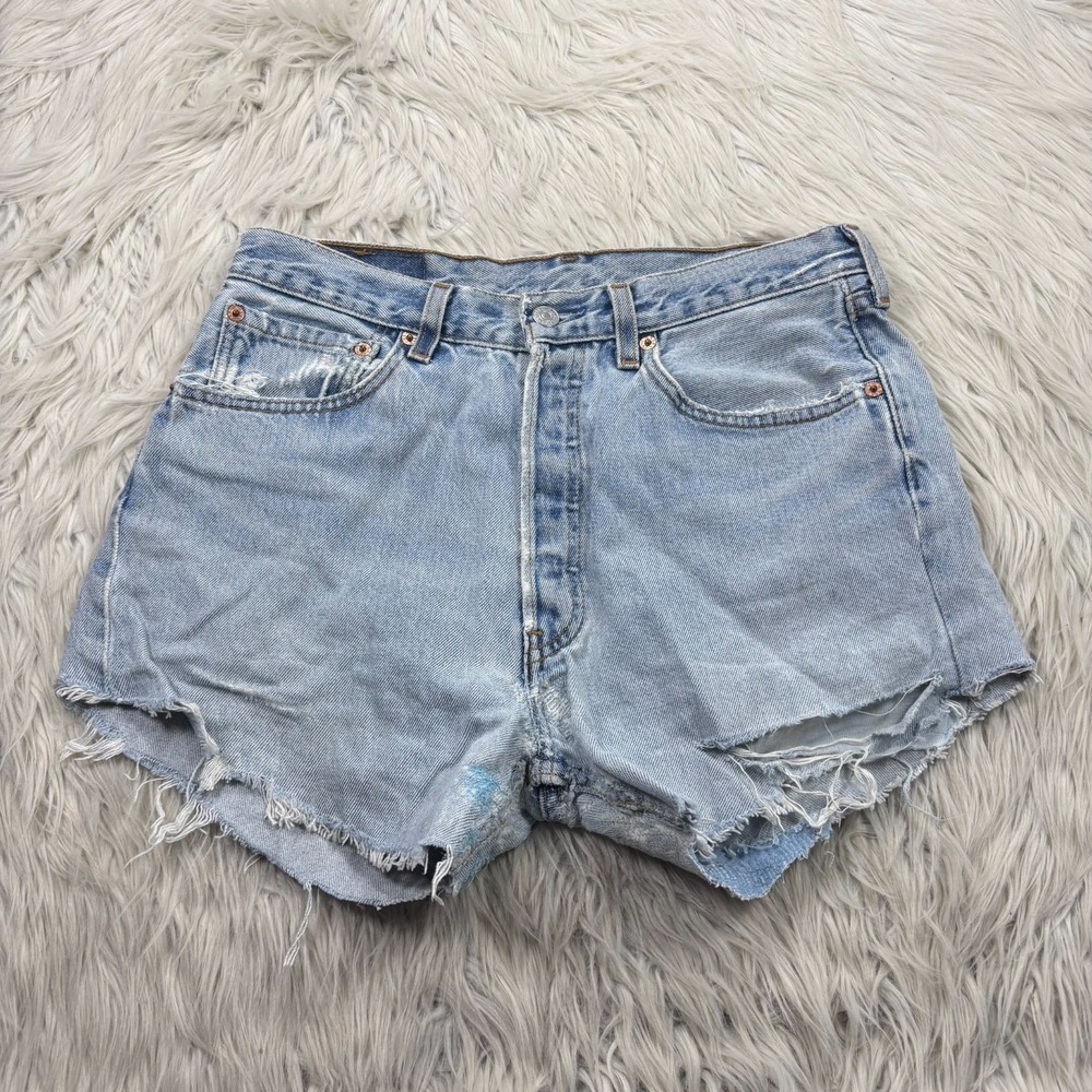 Levi's 501 Women's 29 Light Wash Up-Cycled High Rise Denim Shorts Festival Boho